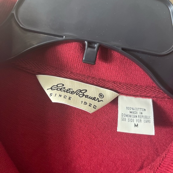 Eddie Bauer Cotton Polo Medium Short Sleeve Snap Button Golf Preppy Resortwear - Picture 3 of 9